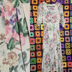 Vintage 1990's rayon floral button pleated front dress - Starina